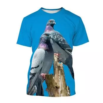 Летние футболки с 3D принтом «Животное, птица, голубь», уличная футболка с круглым вырезом, футболка с коротким рукавом в стиле Харадзюку, большие мужские и женские топы, одежда L