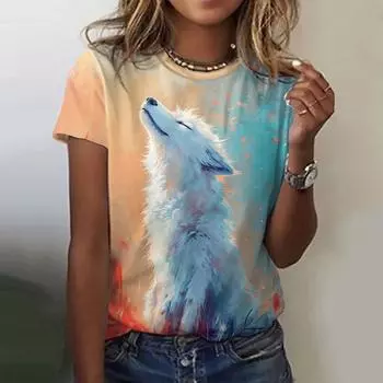 Летние футболки с 3D-принтом животных, кошек и свиней, женская уличная одежда, повседневная мода 2000 года, футболка с коротким рукавом, футболки с круглым вырезом, топы, одежда S