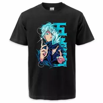 Летние футболки с аниме «Дзюдзюцу Кайсен» для мужчин и женщин, уличная одежда с рисунком Годзё Сатору, базовая футболка унисекс с короткими рукавами и принтом Camisetas S чёрный