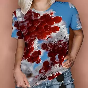 Летние футболки с цифровой печатью 3D, цветная повседневная футболка с круглым вырезом и короткими рукавами, модный женский топ больших размеров S