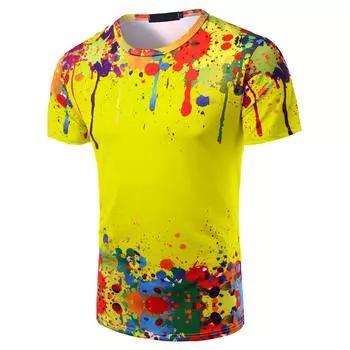 Летние футболки с градиентной 3D-печатью, мужская цифровая футболка с коротким рукавом для мужчин больших размеров S