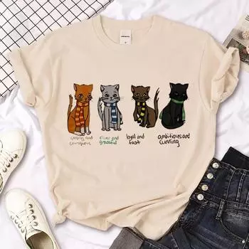 Летние футболки с изображением кота, женские топы с короткими рукавами, уличная одежда, футболки с рисунком для девочек, одежда S