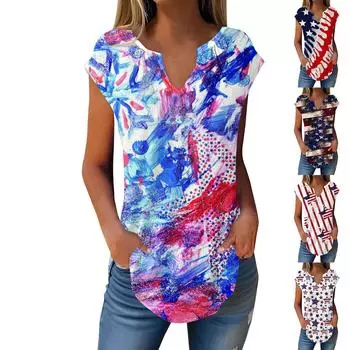 Летние футболки с короткими рукавами для женщин, модные свободные повседневные нарядные туники с V-образным вырезом, плиссированные топы на бретелях L чёрный