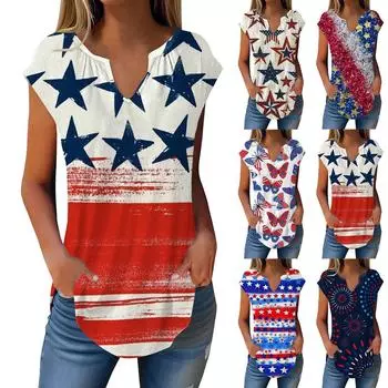 Летние футболки с короткими рукавами для женщин, модные свободные повседневные нарядные туники с V-образным вырезом, плиссированные топы на бретелях XXL