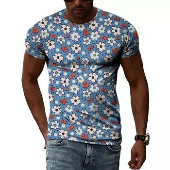 Летние футболки с рисунком флоры и фауны, мужские футболки с 3D индивидуальным принтом, унисекс, креативные топы с короткими рукавами в стиле Харадзюку XS