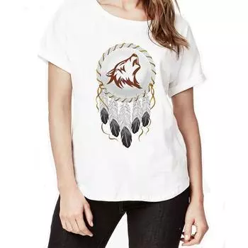Летние футболки с волком-подростком, летняя футболка с коротким рукавом с буквенным принтом для женщин, хлопок S белый