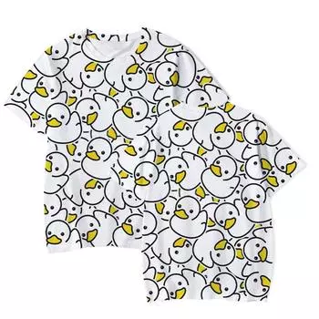 Летние футболки с забавными утками с мультяшным 3D принтом, мужская и женская модная уличная одежда, футболка большого размера с короткими рукавами, детские футболки, топы, одежда S белый