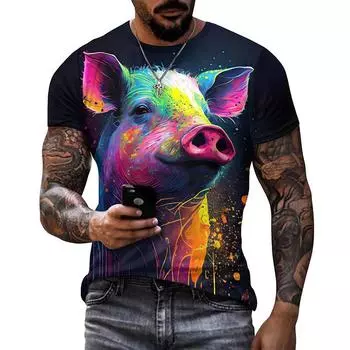 Летние футболки с забавными животными, граффити, графикой, трендовые футболки с 3D принтом «Свинья», Harajuku, модная уличная одежда, женские футболки XXXL