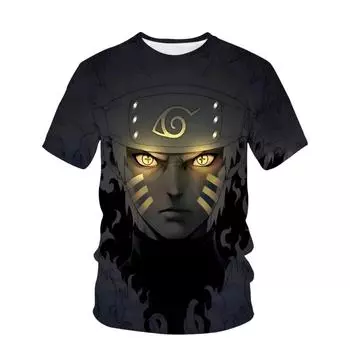 Летние футболки в стиле Наруто и хип-хопа для мужчин, уличная одежда с рисунком аниме Какаши, с круглым вырезом и коротким рукавом, мужские футболки с мультяшной графикой, одежда S