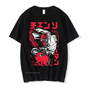 Летние футболки WoUnisex с японским аниме-бензопилой унисекс унисексga с графическим принтом Y2k Одежда забавная спортивная футболка унисекс с короткими рукавами 4XL