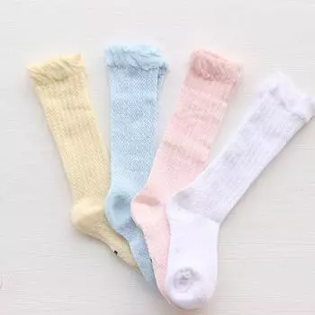 Летние хлопковые гольфы для новорожденных девочек, колготки, чулки L голденрод бледно