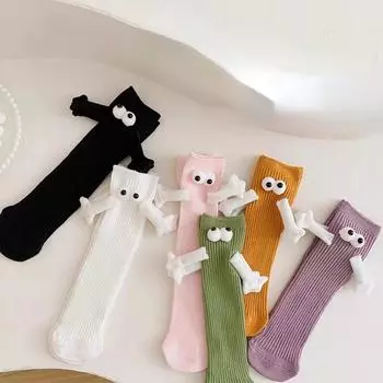Летние хлопковые милые носки с магнитной тягой, детские носки, летние однотонные носки среднего размера, семейные носки, носки для девочек розовый