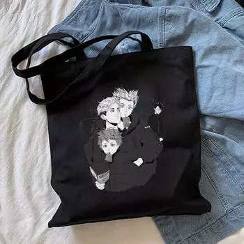 Летние холщовые сумки на плечо в стиле аниме «дзюдзюцу кайсен», повседневная большая вместительная модная сумка в стиле панк, женская сумка с героями мультфильмов Harajuku Kawaii 24*26cm