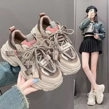 Летние и осенние дышащие сетчатые кроссовки Pops, женские кроссовки с нескользящей подошвой и нескользящей подошвой, легкие, повседневные кроссовки 35