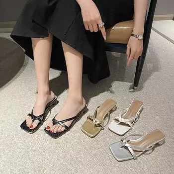 Летние и осенние модные новые однотонные банкетные сексуальные сандалии с квадратным носком, удобные повседневные женские туфли на низком каблуке 35