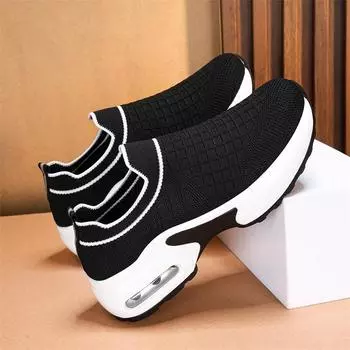 Летние и осенние женские кроссовки без шнуровки на толстой подошве со средним каблуком для танцев в сетку, танцевальная обувь с перетасовкой, танцевальная обувь с одной педалью 35 чёрный