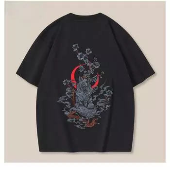Летние китайские шикарные мужские футболки с круглым вырезом и вышивкой в стиле тяжелой промышленности, свободные большие хлопковые футболки с коротким рукавом для мужчин S