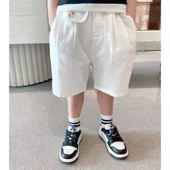 Летние клетчатые шорты для мальчиков 2023 года: Повседневные детские шорты средней длины 120 cm