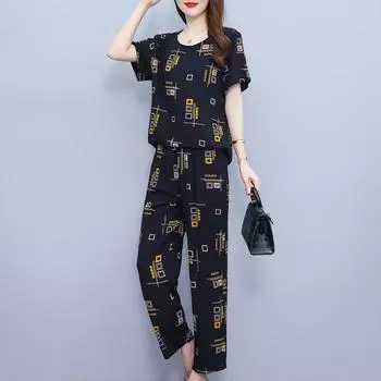 Летние комплекты брюк для женщин, 2 предмета, новый повседневный комплект из двух предметов, женский наряд, летняя одежда в корейском стиле XL