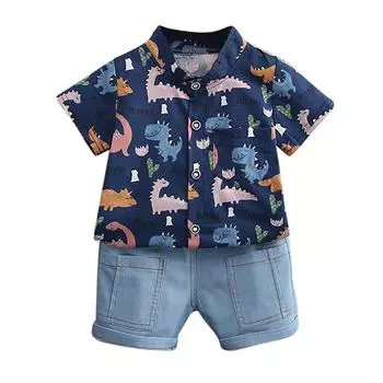 Летние комплекты детской одежды для мальчиков, футболка с короткими рукавами и брюки, детская повседневная одежда 100