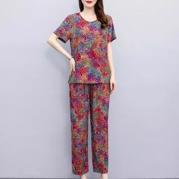 Летние комплекты из двух предметов для женщин. Комплекты из топов и широких брюк. Повседневные женские блузки. XL