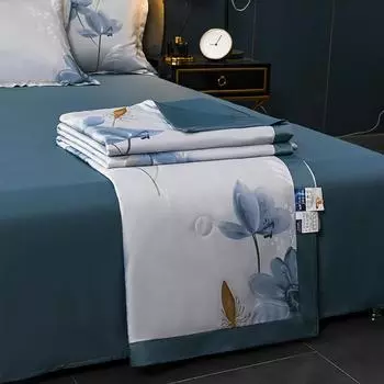 Летние комплекты постельного белья, роскошные комплекты одеял из 4 предметов, одинарный, двойной, королевский размер, атласная полиэстеровая наволочка, стеганое одеяло, комплект простыней 150x200cm 1pc
