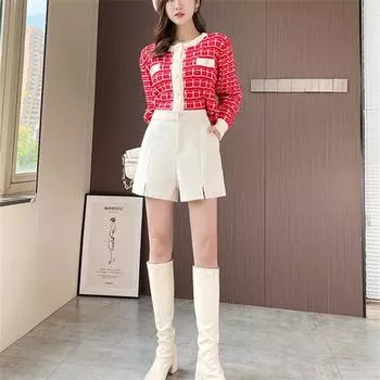 Летние корейские тонкие шорты трапециевидной формы с высокой талией, женские уличные шорты в стиле Харадзюку, офисная женская одежда для отдыха, дизайн Sense, женская классика S чёрный