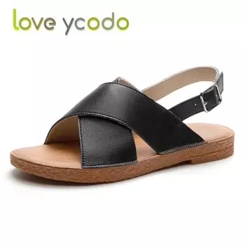 Летние кожаные сандалии Love Ycodo для женщин и студентов, размер 35–43 43 белый