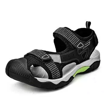 Летние кожаные сандалии мужские 2025 новые для вождения, отдыха, спортивные сандалии, нескользящие, для улицы, на липучке, пляжная обувь 38