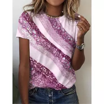 Летние красочные футболки с 3D-принтом Wafer, женская уличная одежда, повседневная мода Y2k, футболки с коротким рукавом, футболки с круглым вырезом, топы, одежда S