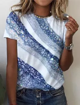 Летние красочные вафельные 3D-принты женские футболки повседневная мода Y2k футболка с коротким рукавом футболки с круглым вырезом топы одежда S