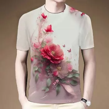 Летние креативные 3D-принты с красивыми пейзажами и цветами, мужские и женские футболки с круглым вырезом XS