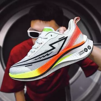 Летние кроссовки для бега мужские карбоновые пластины амортизация маленький размер спортивная обувь дышащая пара повседневная дорожная обувь профессиональная сверхлегкая беговая обувь 36