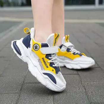 Летние кроссовки для девочек, обувь для мальчиков, легкие школьные слипоны, белые кроссовки для мальчиков, детская обувь унисекс EU:29 синий