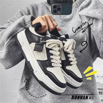 Летние кроссовки для сноуборда, мужская повседневная модная обувь, модный брендовый черно-белый дизайн с пандой, суперлегкие кроссовки с толстой подошвой 39 чёрный