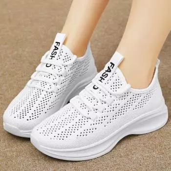 Летние кроссовки для женщин, модные повседневные кроссовки из дышащей сетки, женские кроссовки на шнуровке для спортзала, вулканизированные кроссовки Zapatos De Mujer 36 белый