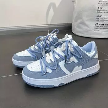 Летние кроссовки Girly Heart Fashion Синие повседневные кроссовки Новые трендовые пары на шнуровке Белые туфли Кроссовки Женская обувь 37