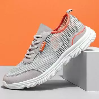 Летние кроссовки, мужская прогулочная обувь, удобные дышащие сетчатые лоферы, износостойкая уличная обувь на плоской подошве 39 чёрный