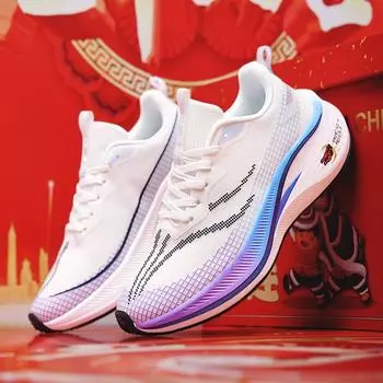 Летние кроссовки мужские профессиональные амортизирующие гоночные карбоновые кроссовки сверхлегкие летающие электрические молодежные спортивные кроссовки chi 36