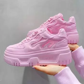 Летние кроссовки на платформе, женские повседневные туфли на шнуровке из вулканизированной стали, модные удобные туфли с толстой подошвой из сетки 2024 года, женские кроссовки 35 зелёный