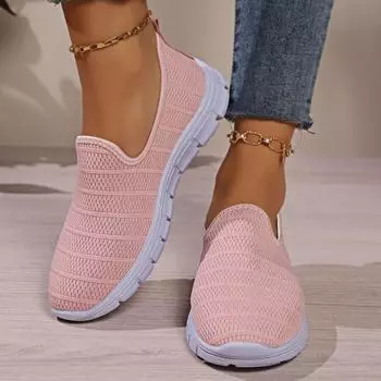 Летние кроссовки Slip On Flat Shoes Женская мода Повседневные мокасины Прогулочная обувь Уличная сетчатая мягкая подошва Спорт 36 чёрный