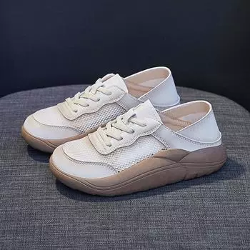 Летние кроссовки, женская модная обувь, дышащая сетка, повседневные спортивные кроссовки на шнуровке, дизайнерская спортивная обувь на платформе 35 бежевый
