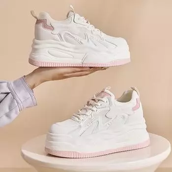 Летние кроссовки женские вулканизированные туфли модные дышащие спортивные туфли на платформе 8,5 см дышащие повседневные спортивные туфли универсальные 34-40 34