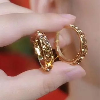 Летние круглые серьги-кольца цвета шампанского с цирконием для женщин и девочек, элегантные модные серьги для вечеринки в подарок