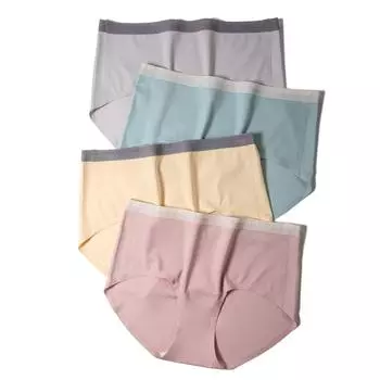 Летние крутые бесшовные трусы, ультратонкие быстросохнущие невидимые трусы из ледяного шелка, женские шелковые антибактериальные трусы со средней талией M чёрный