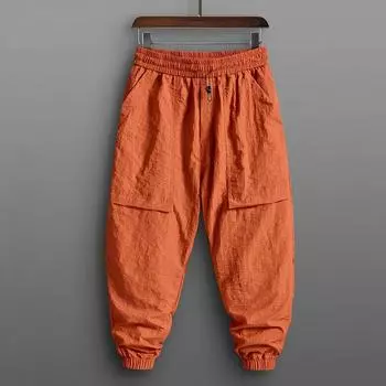 Летние крутые брюки мужские спортивные штаны модные повседневные брюки мужские брюки Ice Silk повседневные универсальные рабочие брюки XS хаки