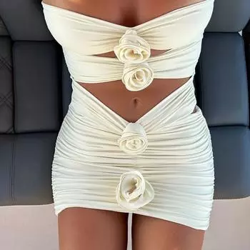 Летние кружева с цветочным принтом Y2k, купальник-бикини с эффектом пуш-ап, сексуальный ажурный бюстгальтер с подкладкой, белый купальник для девочек, цельный пляжный купальник для женщин S белый