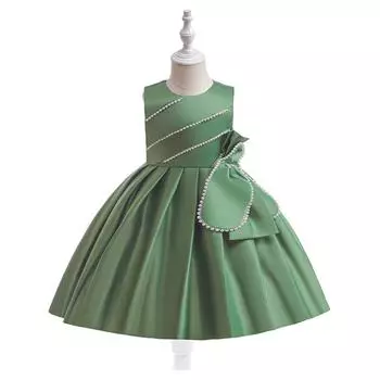 Летние кружевные платья принцессы для детей 3-8 лет, платье на день рождения, платье с цветами для девочек, детский костюм для дня рождения, платье для младенцев 4Y зелёный