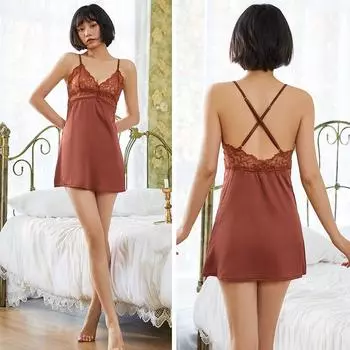 Летние кружевные подтяжки сексуальная пижама женская из тонкого шелка ice silk шорты пижама комплект из двух предметов с нагрудными подкладками домашняя одежда M