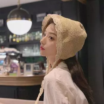 Летние кружевные шляпы от солнца с широкими полями, соломенная пляжная кепка, женская панама, мягкая женская соломенная шляпа, кружевные однотонные соломенные шляпы с бахромой 56-58cm хаки